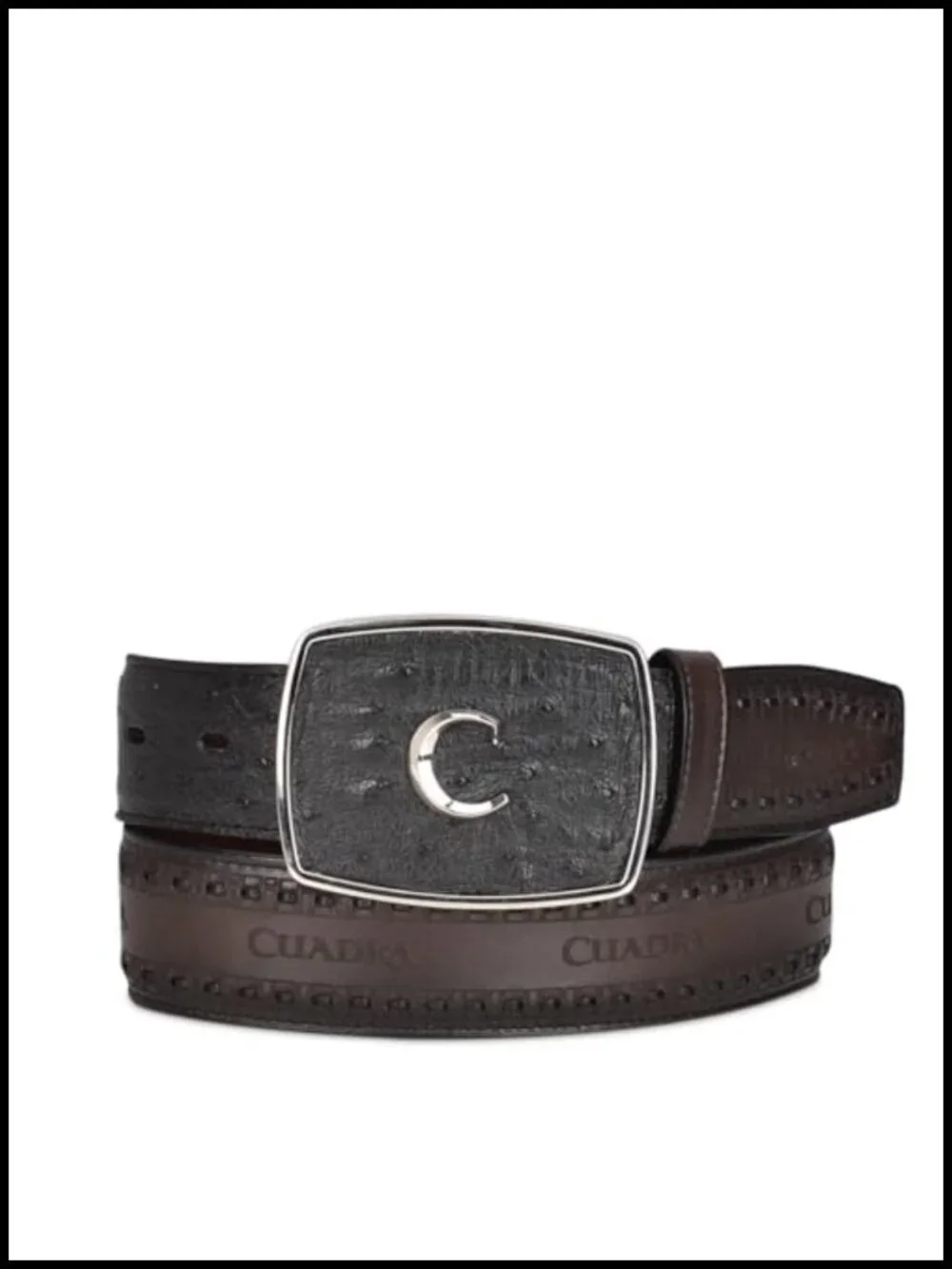 Genuine Ostrich Leather Cowboy Belt, Handwoven Western Luxury with Python Buckle